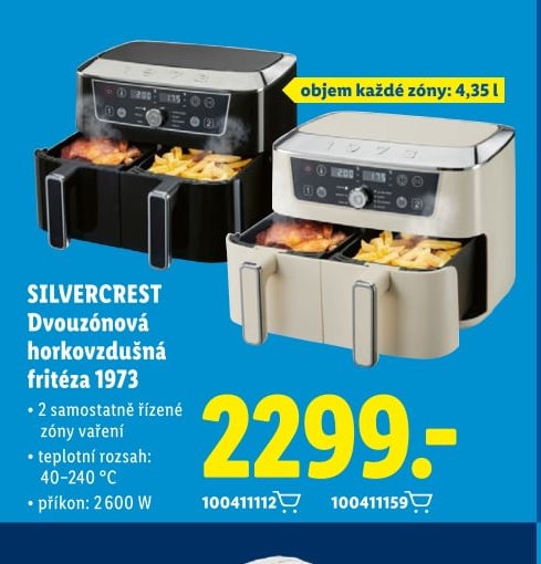 SILVERCREST Dvouzónová horkovzdušná fritéza 1973
