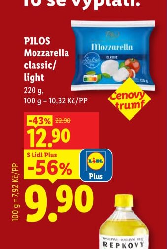 Pilos Mozzarella classic/light 220 g