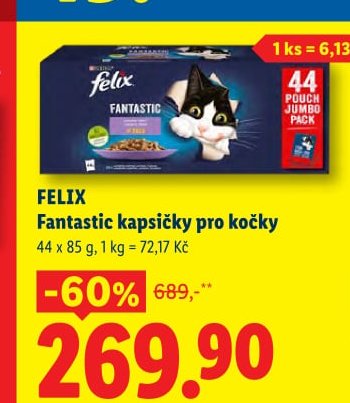 Felix Fantastic kapsičky pro kočky 44 x 85 g