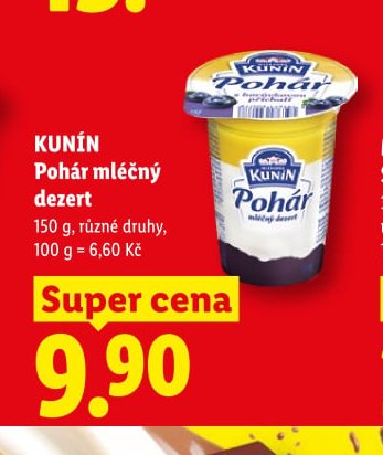 KUNÍN Pohár mléčný dezert