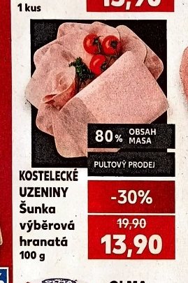 KOSTELECKÉ UZENINY Šunka výběrová hranatá