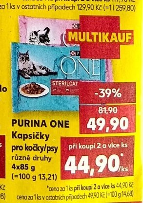 Purina One Kapsičky pro kočky / psy 4x85 g