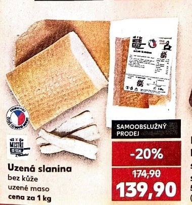 Uzená slanina bez kůže