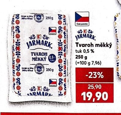 JARMARK Tvaroh měkký tuk 0,5 % 250 g