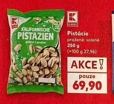 Pistácie pražené, solené