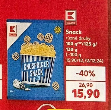 Snack různé druhy