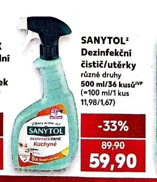 SANYTOL Dezinfekční čistič/utěrky