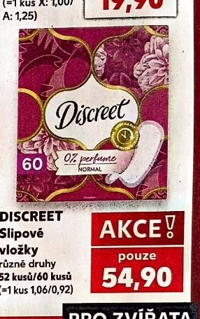 DISCREET Slipové vložky 52 kusů/60 kusů