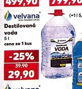 Destilovaná voda Velvana 5l