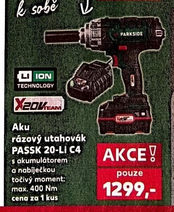 Aku rázový utahovák Parkside PASSK 20-Li C4