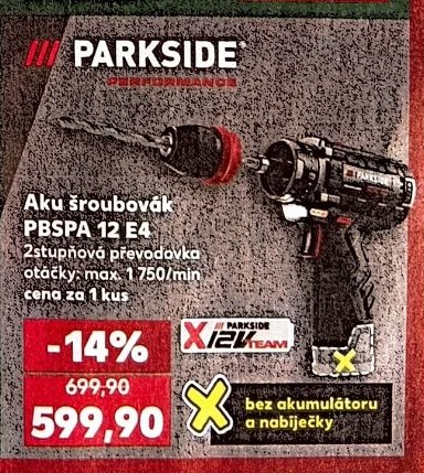 Aku šroubovák Parkside PBSPA 12 E4
