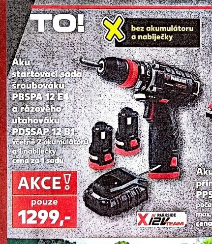 Aku startovací sada šroubováku PBSPA 12 E1 a rázového utahováku PDSSAP 12 B1