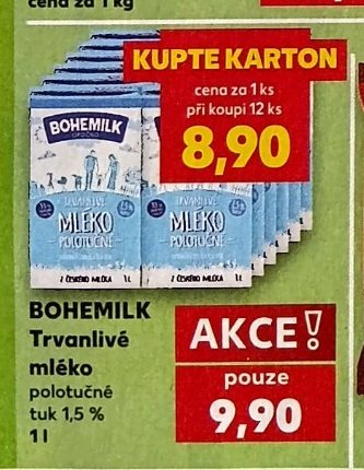 BOHEMILK Trvanlivé mléko polotučné