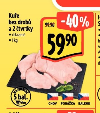 Kuře bez drobů a 2 čtvrtky