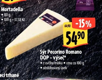 Sýr Pecorino Romano DOP - výseč