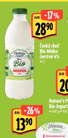 Česká chuť Bio Mléko čerstvé 4%
