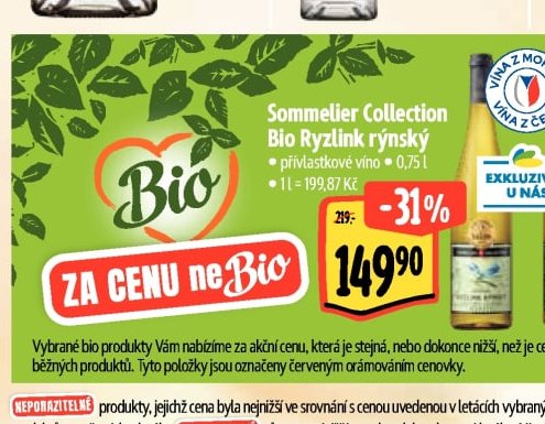 Sommelier Collection Bio Ryzlink rýnský