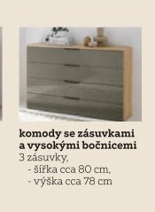 komody se zásuvkami a vysokými bočnicemi