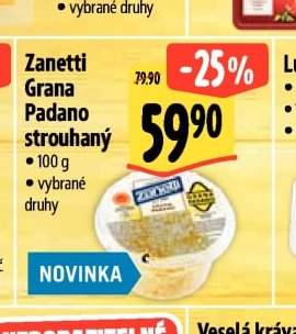 Zanetti Grana Padano strouhaný