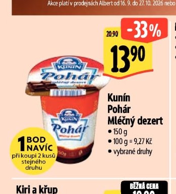 Kunín Pohár mléčný dezert