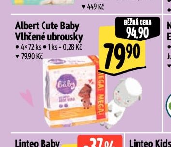 Albert Cute Baby Vlhčené ubrousky