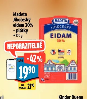Madeta Jihočeský eidam 30% plátky