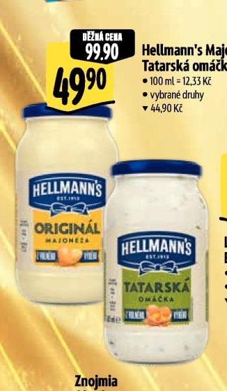 Hellmann's Majonéza/Tatarská omáčka 405 ml