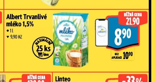 Albert Trvanlivé mléko 1,5%