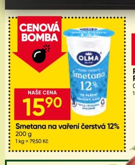 Smetana na vaření čerstvá 12%