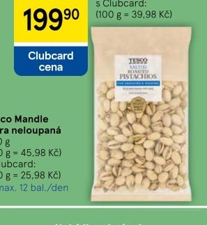 Tesco Pistácie ve skořápce pražené solené 500 g