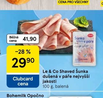 Le & Co Shaved Šunka dušená v páře nejvyšší jakosti 100 g