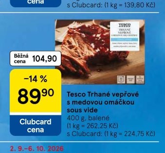 Tesco Trhané vepřové s medovou omáčkou sous vide