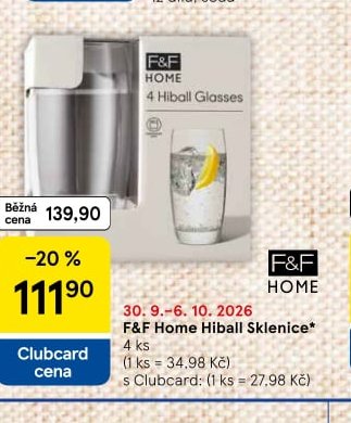 F&F Home Hiball Sklenice