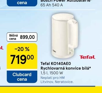 Tefal KO140AEO Rychlovarná konvice bílá