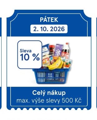 Celý nákup, max. výše slevy 500 Kč