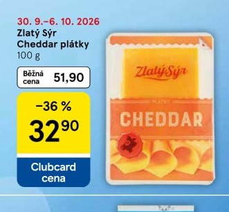 Zlatý Sýr Cheddar plátky
