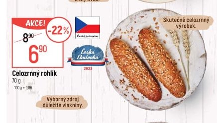 Celozrnný rohlík