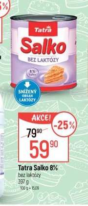 Tatra Salko 8% bez laktózy