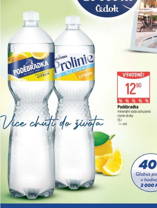 Poděbradka minerální voda ochucená