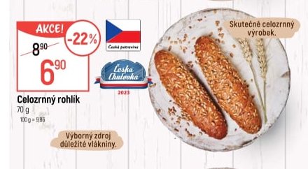 Celozrnný rohlík