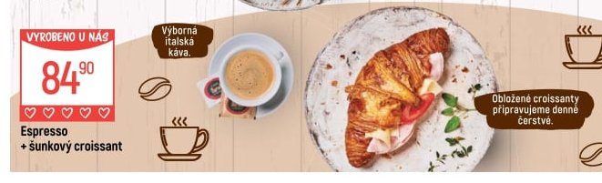 Espresso + šunkový croissant