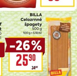 BILLA Celozrnné špagety