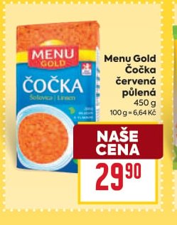 Menu Gold Čočka červená půlená 450 g