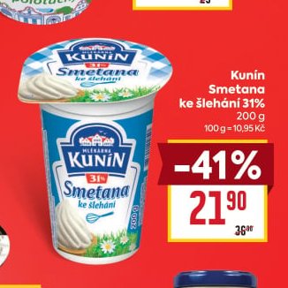 Kunín Smetana ke šlehání 31%