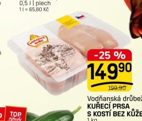Vodňanská drůbež kuřecí prsa s kostí bez kůže