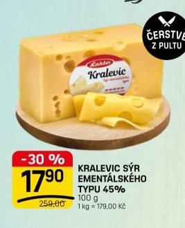 KRALEVIC SÝR EMENTÁLSKÉHO TYPU 45%
