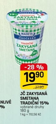 JČ ZAKYSANÁ SMETANA TRADIČNÍ 15%