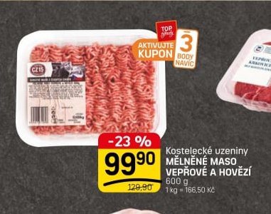 Kostelecké uzeniny MĚLNĚNÉ MASO VEPŘOVÉ A HOVĚZÍ
