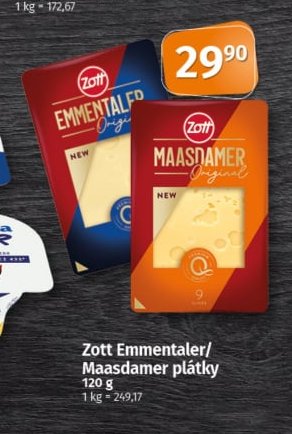 Zott Emmentaler/Maasdamer plátky