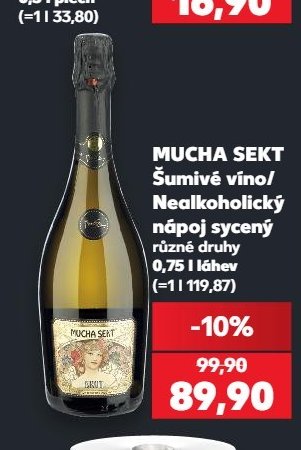 MUCHA SEKT Šumivé víno/Nealkoholický nápoj sycený